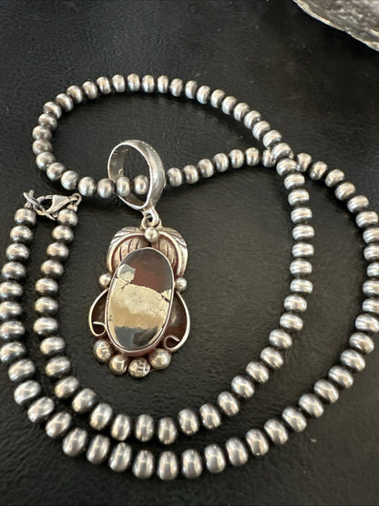 Pyrites Pendant Navajo Beads Sterling Silver Necklace 18643