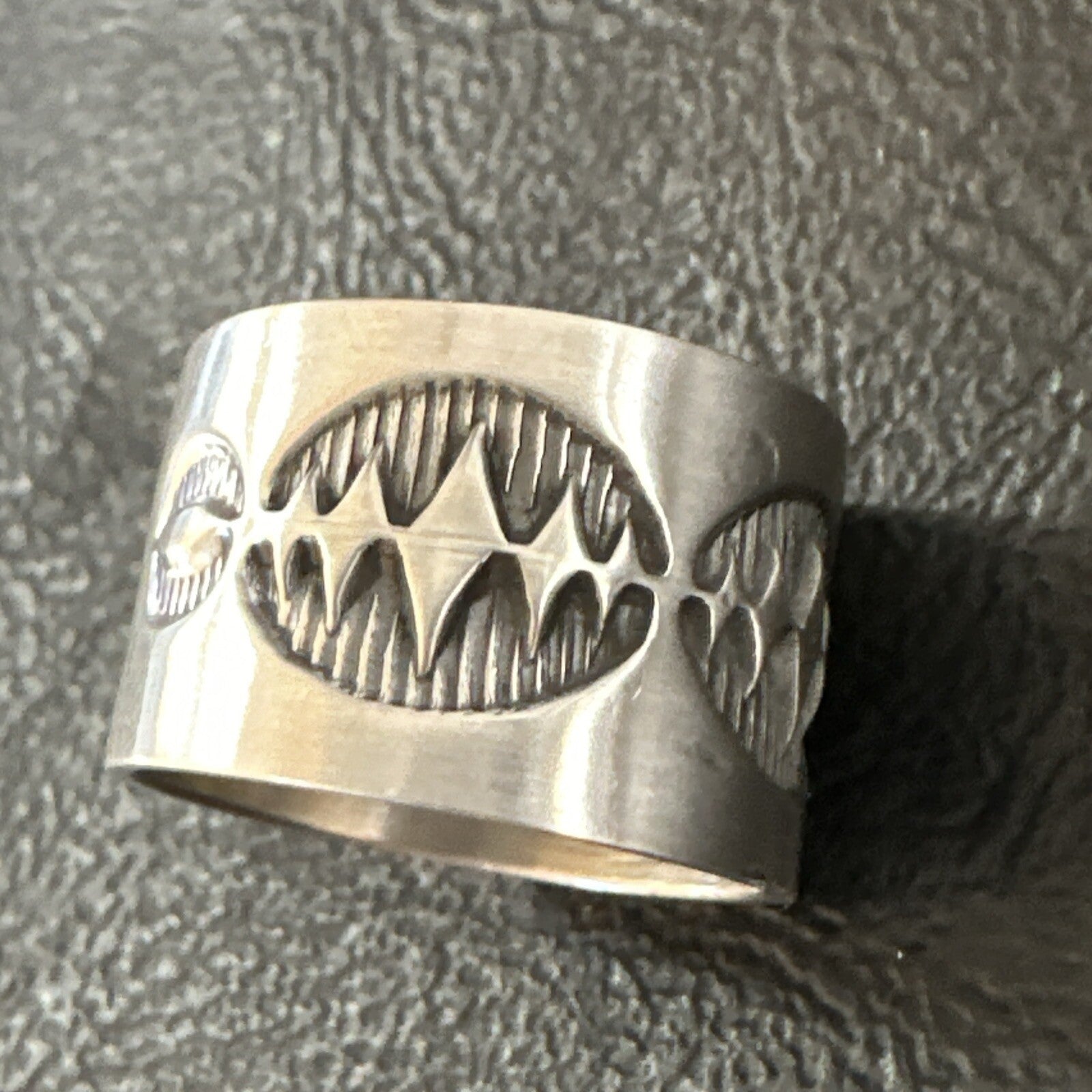 Mens Women Wedding Wide Band Navajo Stamped Sterling Silver Ring Size 7 17999