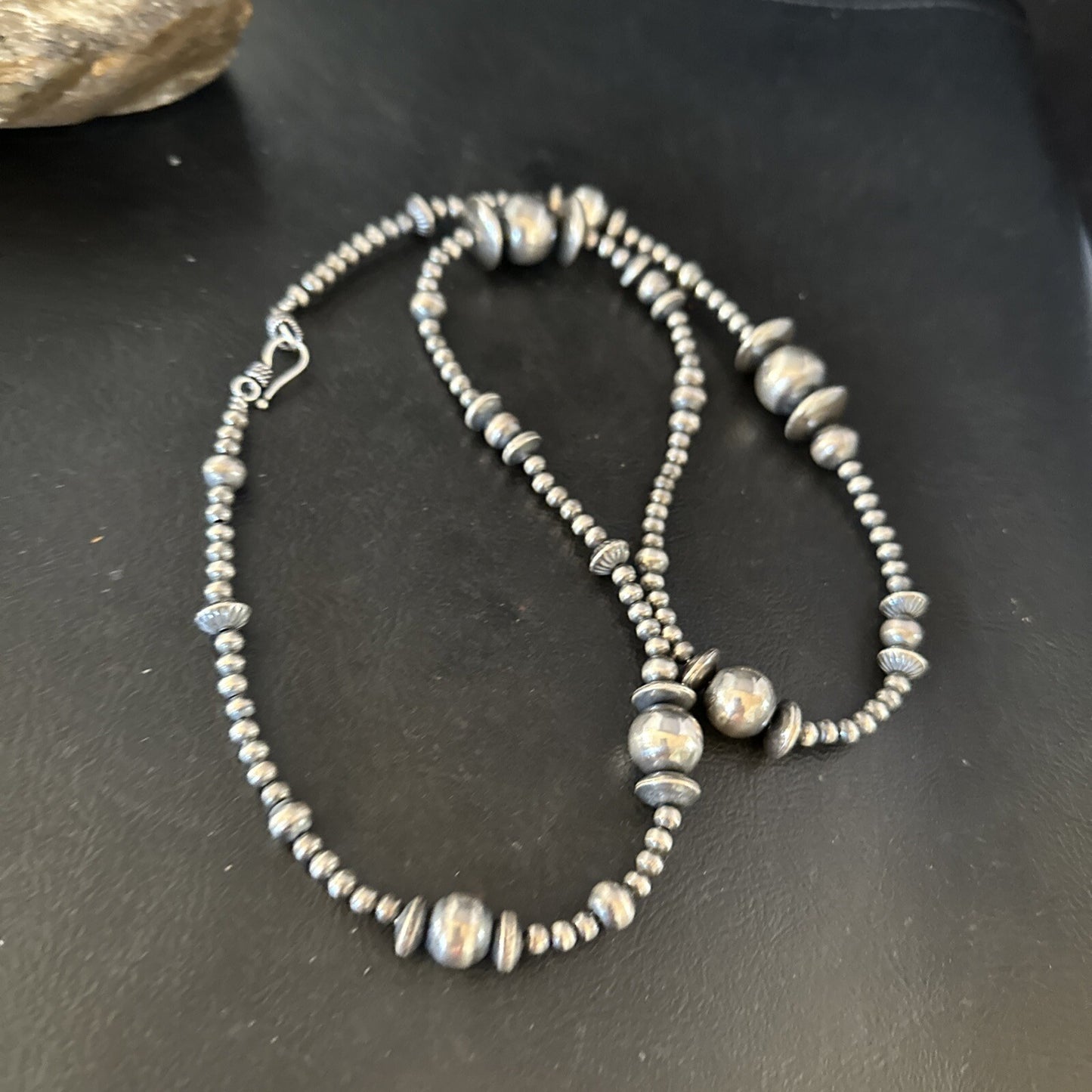 Native American Sterling Silver Navajo Pearls Mixed Beads 36" Necklace 92318