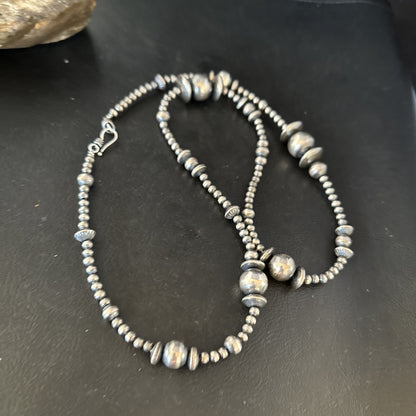 Native American Sterling Silver Navajo Pearls Mixed Beads 36" Necklace 92318