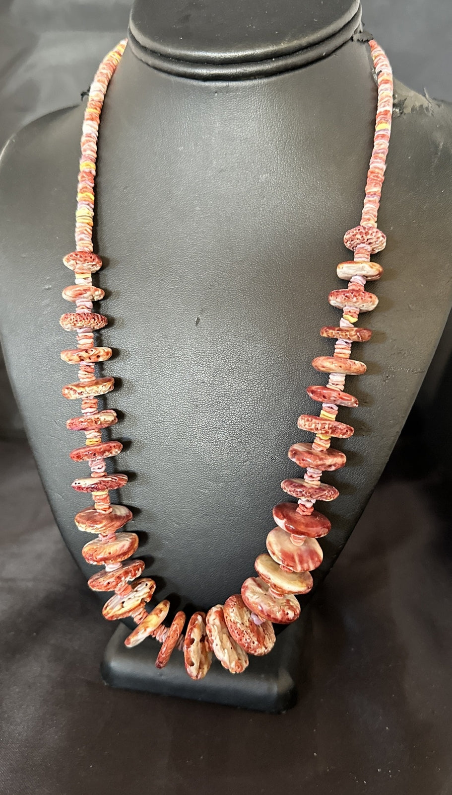 Purple Spiny Oyster Heishi Navajo Sterling Silver Necklace 24” 17781