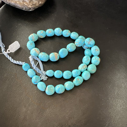 Authentic Blue Sleeping Beauty Graduated Turquoise Nugget Strand 19” 18590