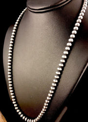 Navajo Pearls 6mm Bead Necklace 16"-32" | Sterling Silver | Authentic Native American Handmade | 10034