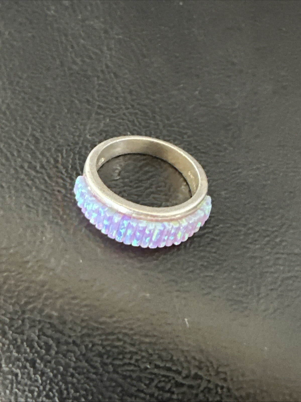 Pink Opal Navajo Sterling Silver Band Inlay Ring Size 6 18783