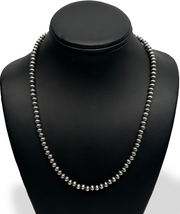 6mm Navajo Pearls 20"Single Strand Necklace | Sterling Silver | Authentic Native American Handmade