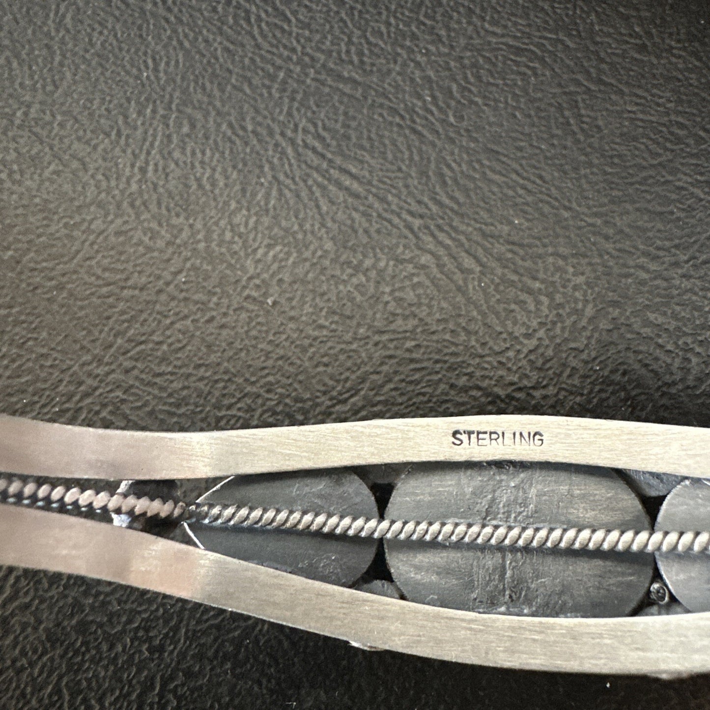 Navajo Pink Conch 3 Stone Sterling Silver Cuff Bracelet 18851
