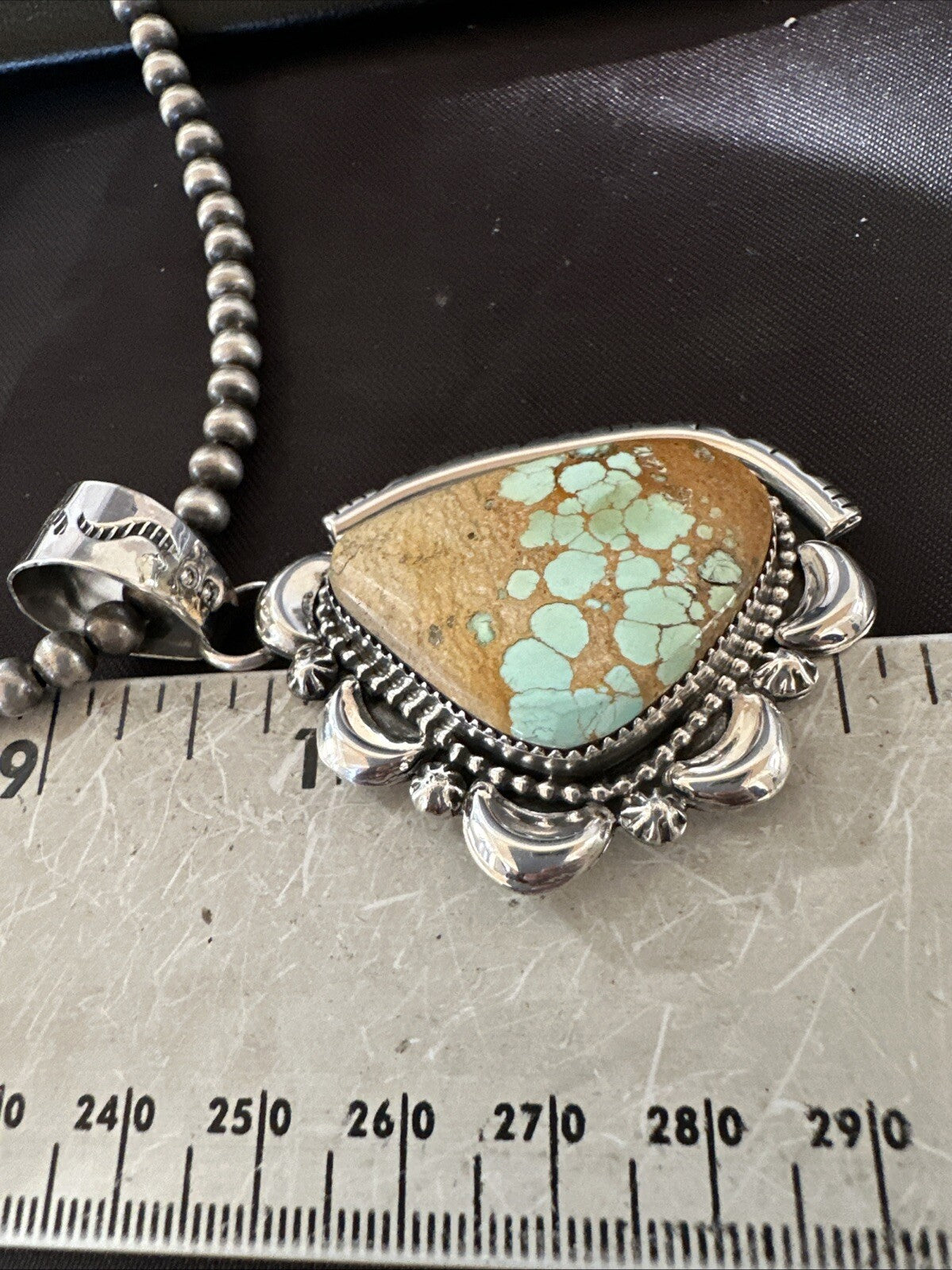 WoMens Royston Turquoise Pendant Navajo Pearls Sterling Silver Necklace 18749