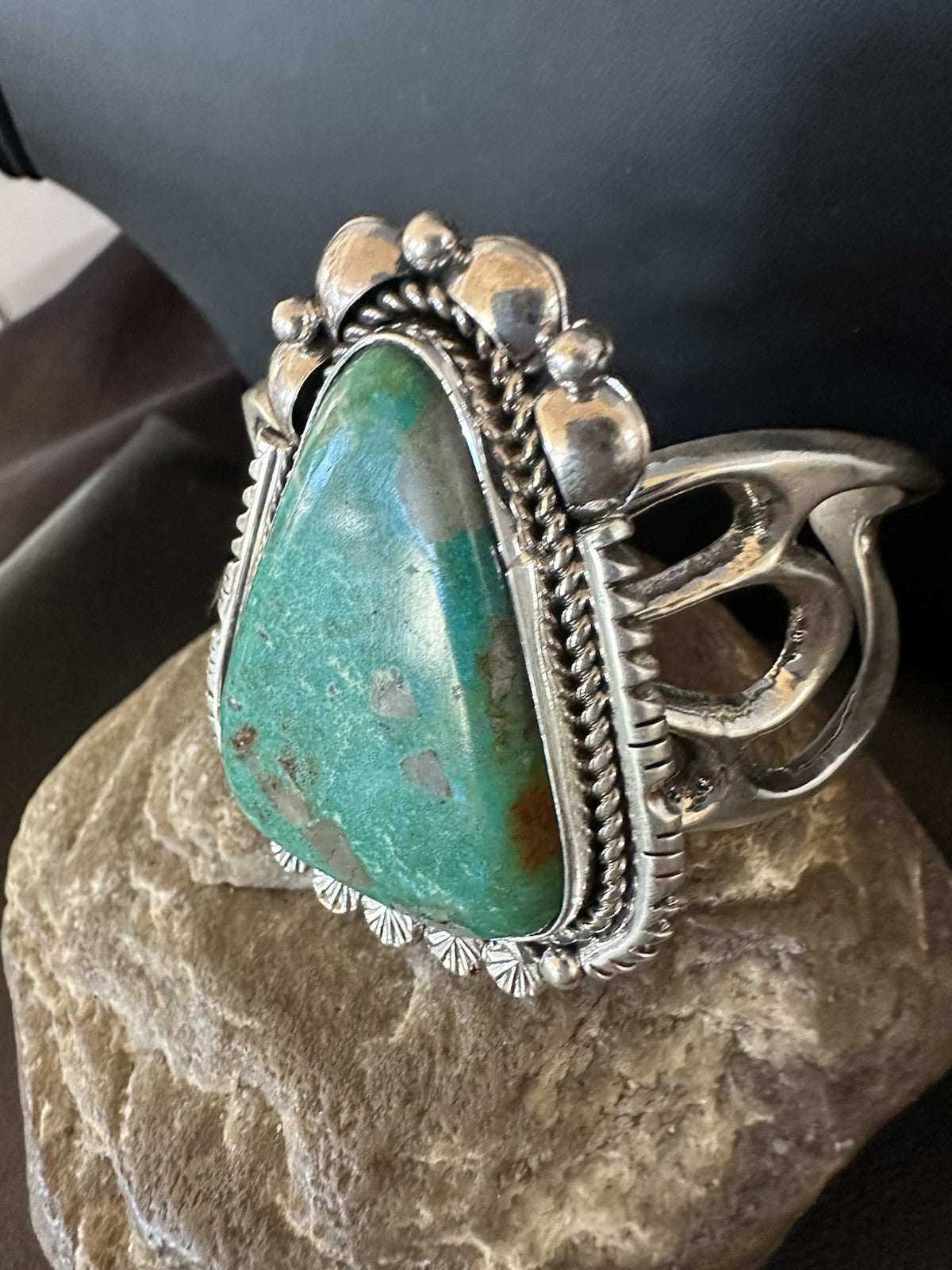 Mens Tufa Royston Turquoise Navajo Sterling Silver Cuff Bracelet 7.1" 19452
