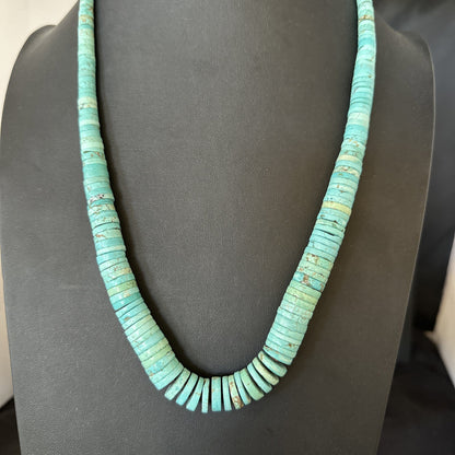 Santo Domingo Stabilized Blue Turquoise Necklace 26” 19599