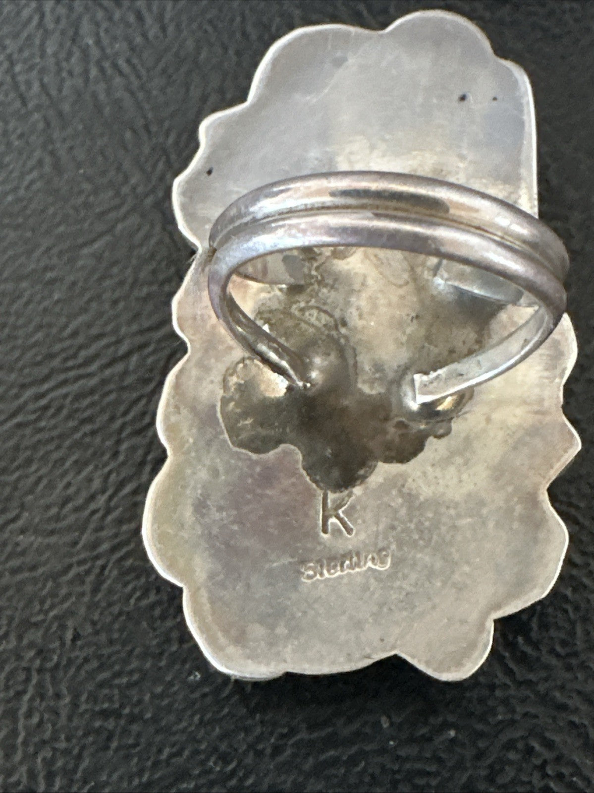 Old Pawn Spiny Oyster Coral Navajo Sterling Silver Cluster Ring Sz 6 19762