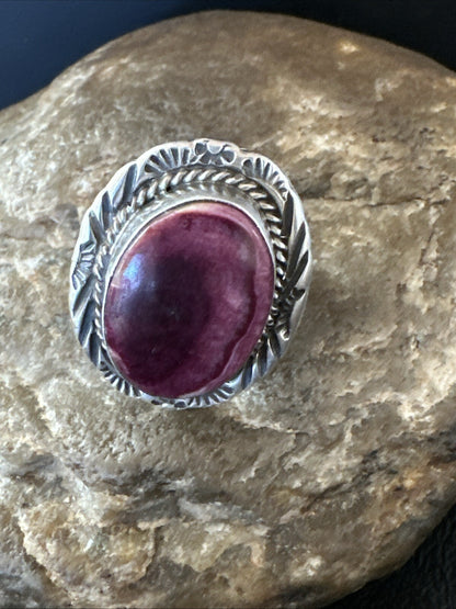 Womens Purple Spiny Oyster Navajo Sterling Silver Ring Size 8 18584