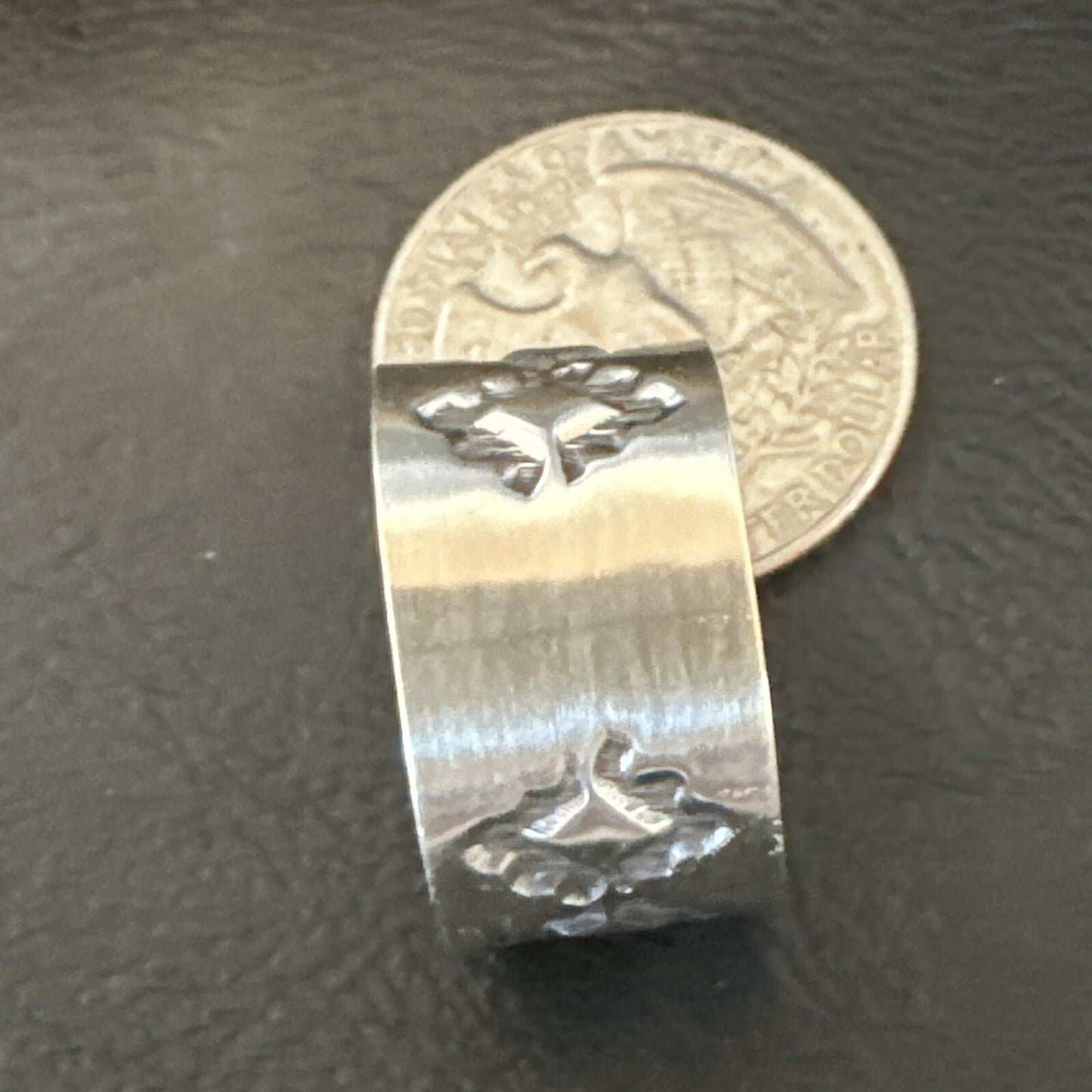 Mens Women Wedding Wide Band Navajo Stamped Sterling Silver Ring Size 9.5 17994