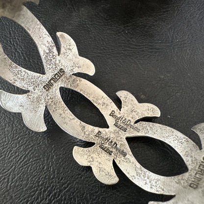Native American Mens Navajo Sterling Silver Tufa Cast Cuff Bracelet 17814