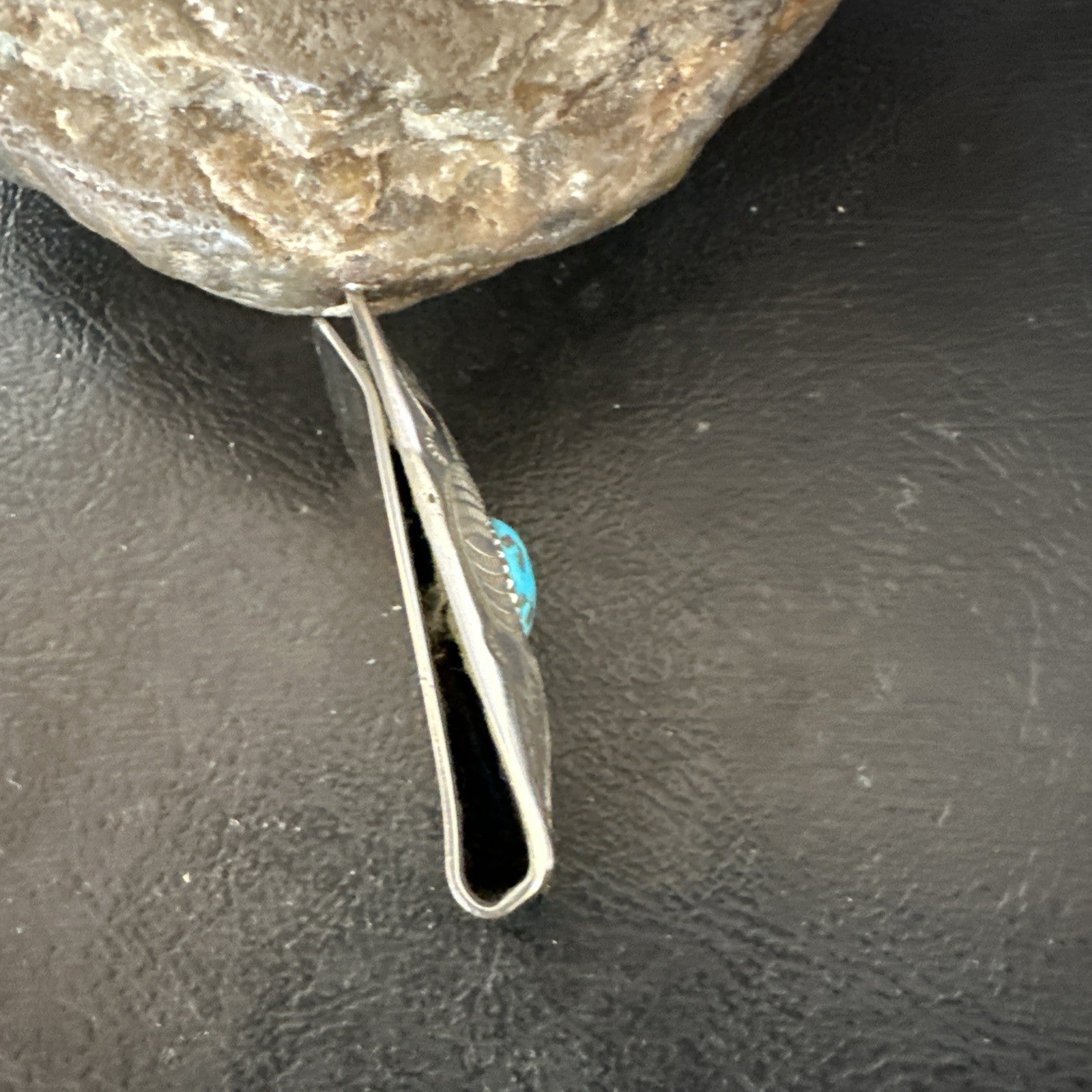 Mens Womens Blue Turquoise Navajo Stainless Stamped Silver Money Clip 19733