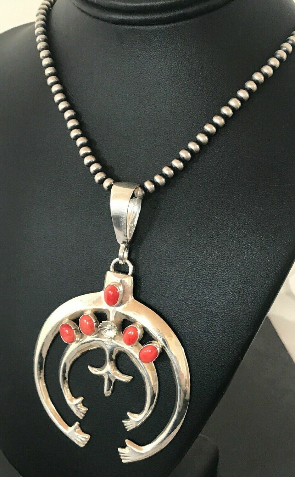 Spiny Oyster Pendant Navajo Sterling Silver Squash Blossom Necklace 01209