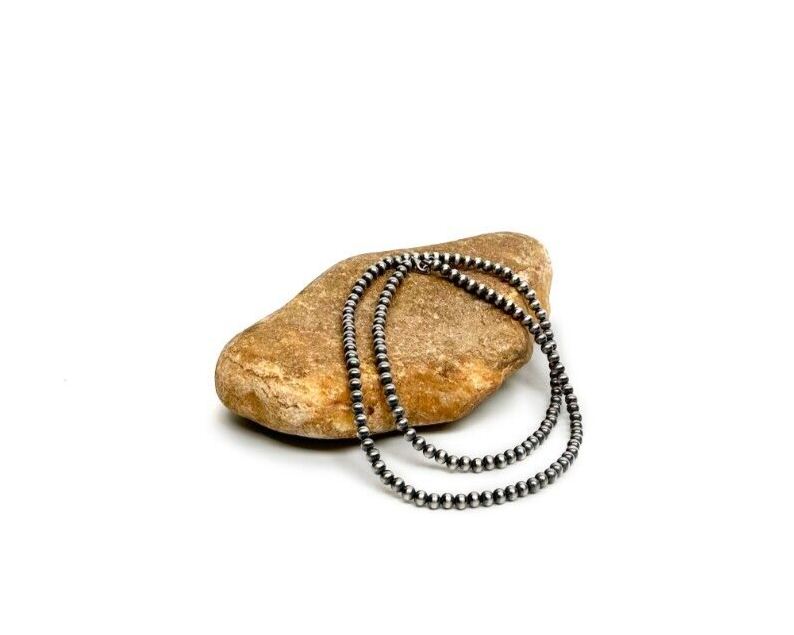 Native American 6mm Sterling Silver Navajo Pearls 15" Single Strand Necklace