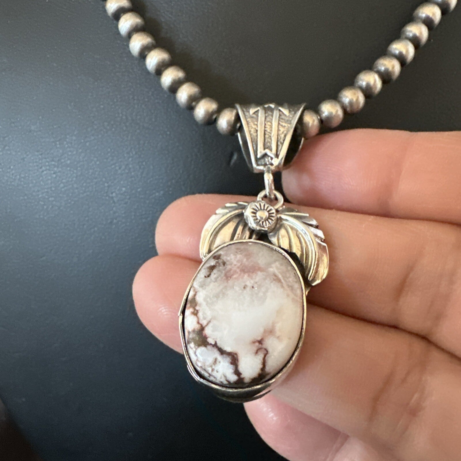 Mens Womens Wild Horse Turquoise Pendant Navajo Sterling Silver Necklace 17809N