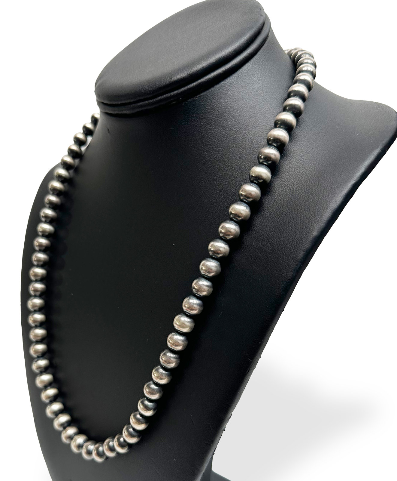 Native American 8mm Sterling Silver Navajo Pearls 19" Single Strand Necklace