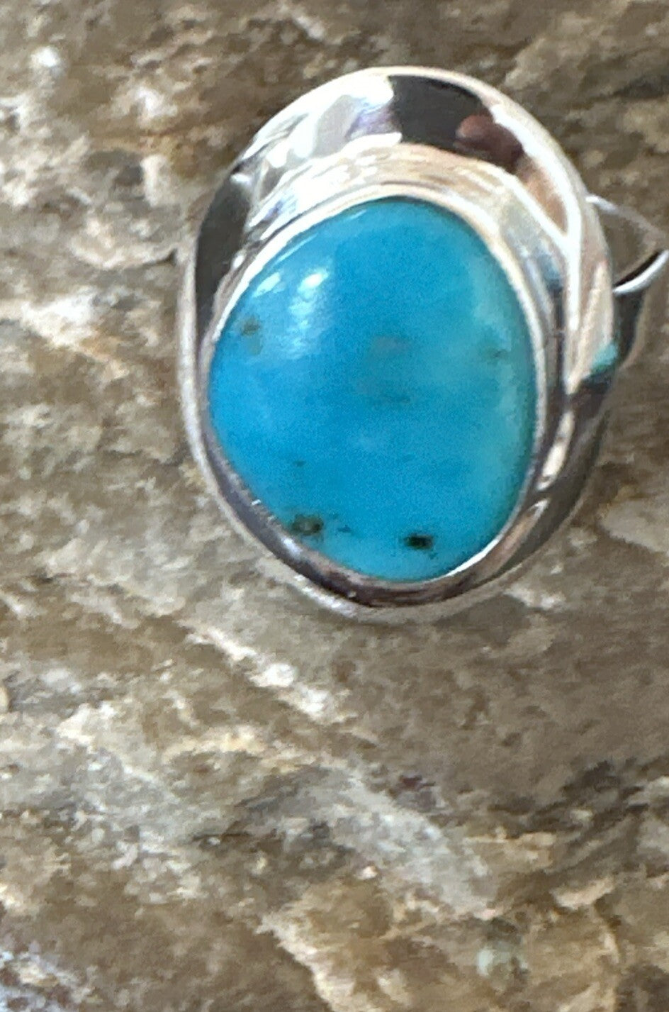 Southwestern Sterling Silver Blue Kingman Turquoise Ring Size 7 18503