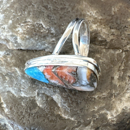 Blue Turquoise Spiny Oyster Southwestern Sterling Silver Ring Size 6 18470
