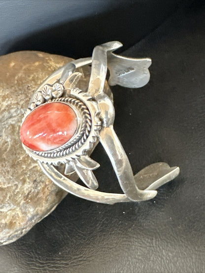 Red Spiny Oyster Navajo Sterling Silver Cuff Bracelet 17704