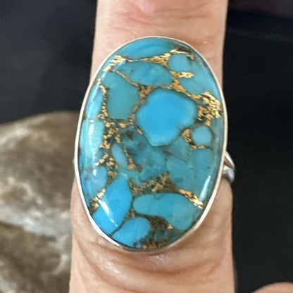 Mohave Native Navajo Sterling Silver Blue Turquoise Ring Sz 7 18240