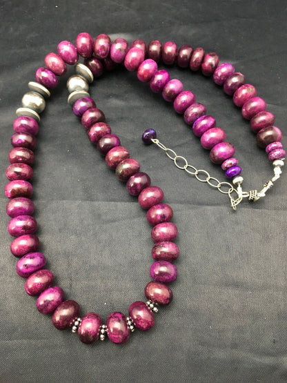 Stone Bead Navajo Sterling Silver Necklace 23” 18143