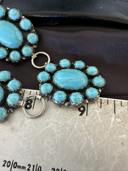 Cluster Lariat Blue Kingman Turquoise Earrings Necklace Pendant Navajo 23" 19112