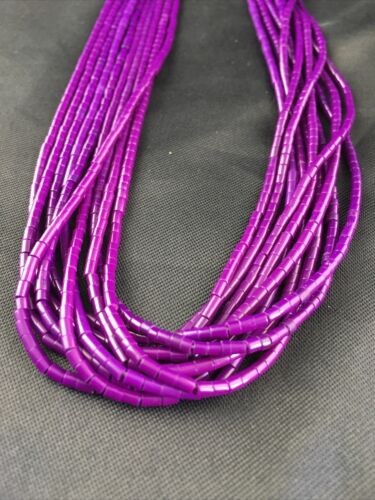 Navajo Sugilite 10 Strand Heishi Necklace | Sterling Silver Tubes 19" 10169