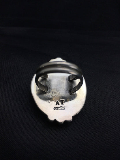 Green Gaspeite Navajo Sterling Silver Ring Size 8.25 02593