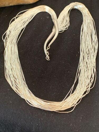 Southwestern Liquid Sterling Silver Tubes Heishi Necklace 50 Strands 4637