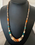 Navajo MultiColor Shell Necklace Graduated 20" | Sterling Silver | Authentic Native American Handmade | 927