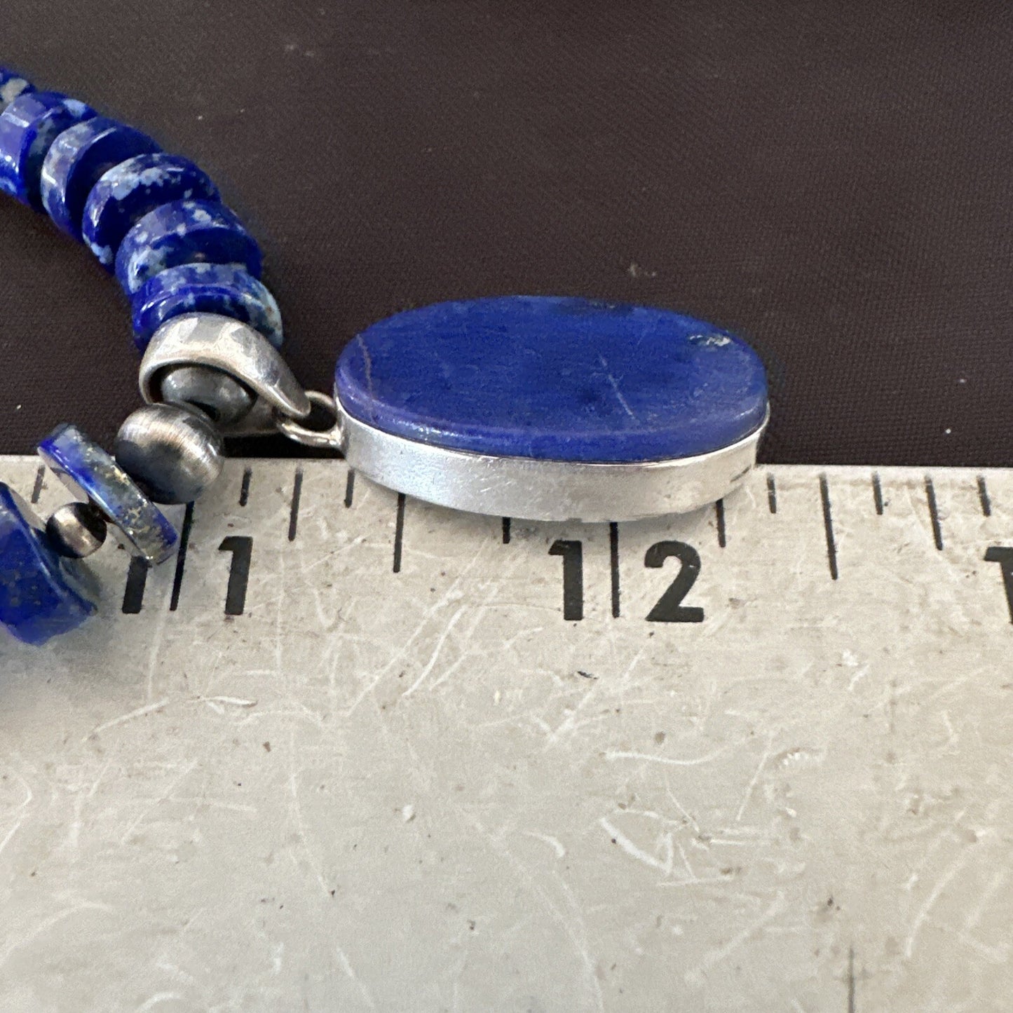Mens Womens Blue Lapis Lazuli Navajo Sterling Silver Pendant Necklace 22” 18338