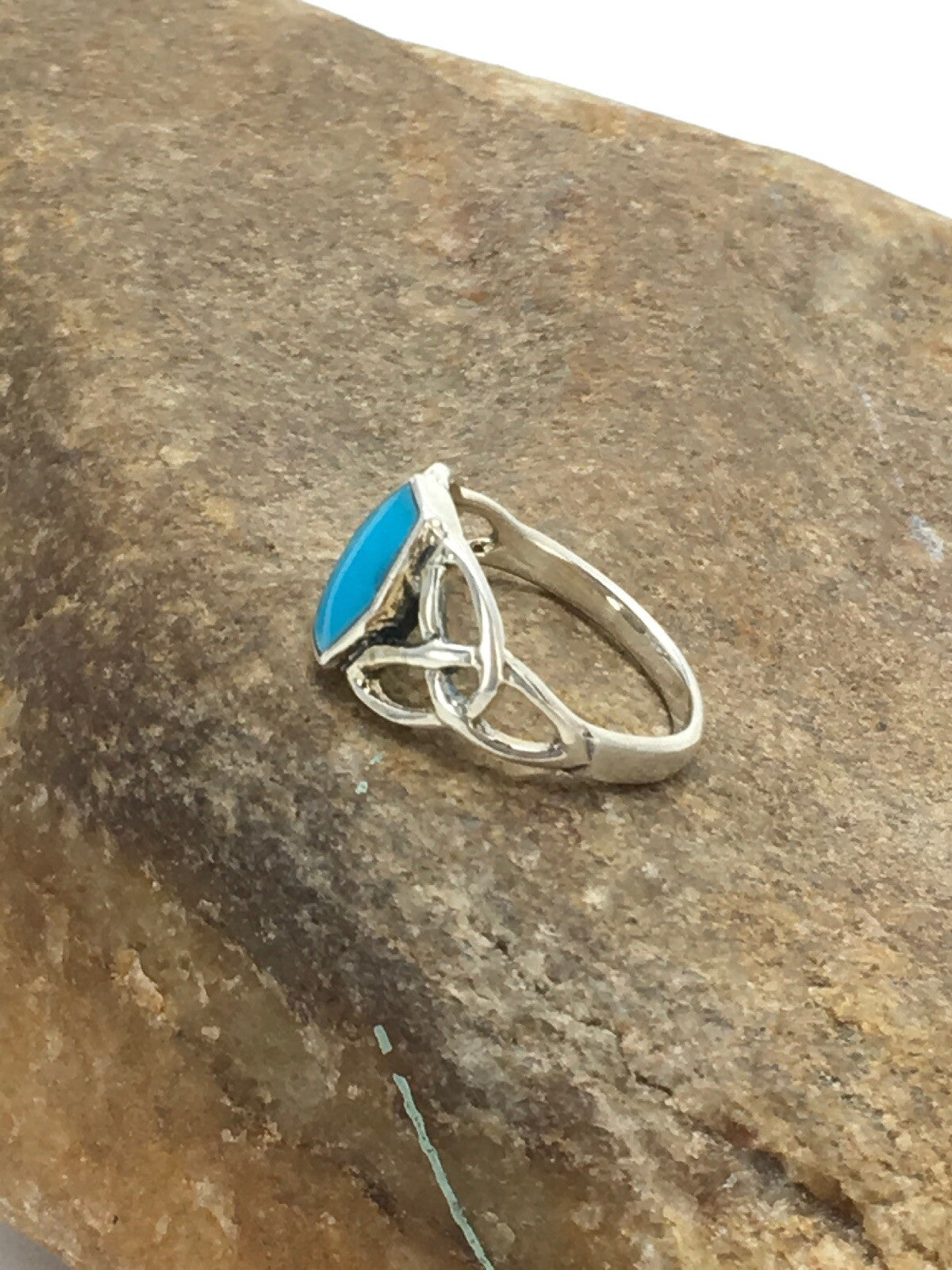 Blue Turquoise Navajo Sterling Silver Native American Ring Size 6.75 02951