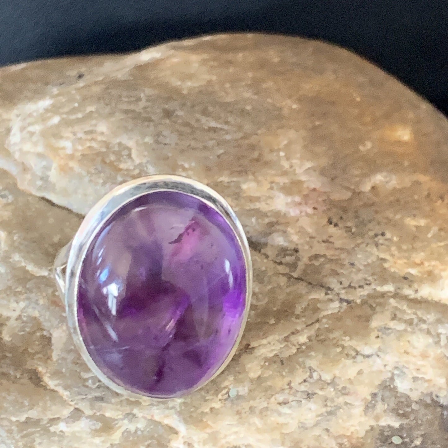 Navajo Purple Amethyst Sterling Silver Ring Size 8.5 12943