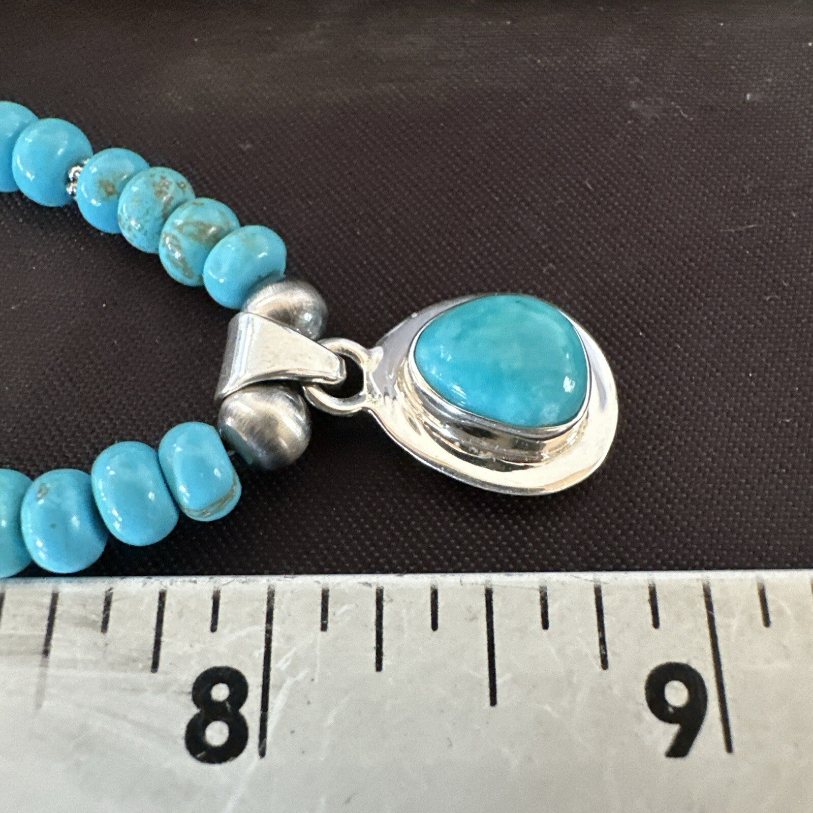 Mens Blue Kingman Turquoise Pendant Navajo Sterling Silver Necklace 21" 17904