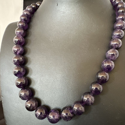 12mm Purple Amethyst Southwestern Sterling Silver Necklace 19” 18619