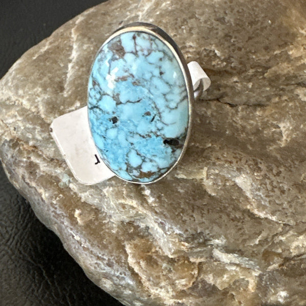 Blue Turquoise#8 Southwestern Ring Size 5 | Sterling Silver | Authentic Native American Handmade | 19730