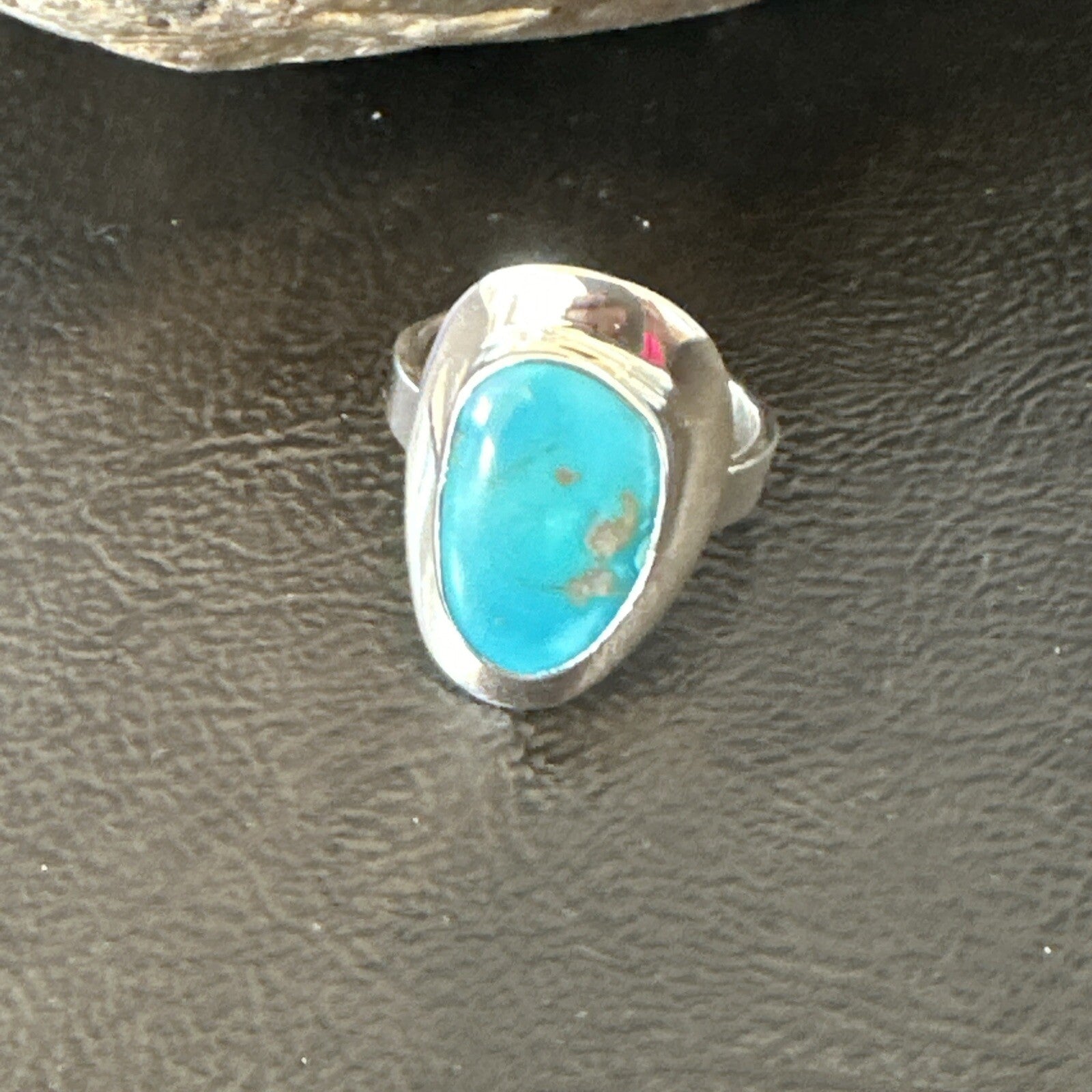 Southwestern Sterling Silver Blue Kingman Turquoise Ring Size 8 18518