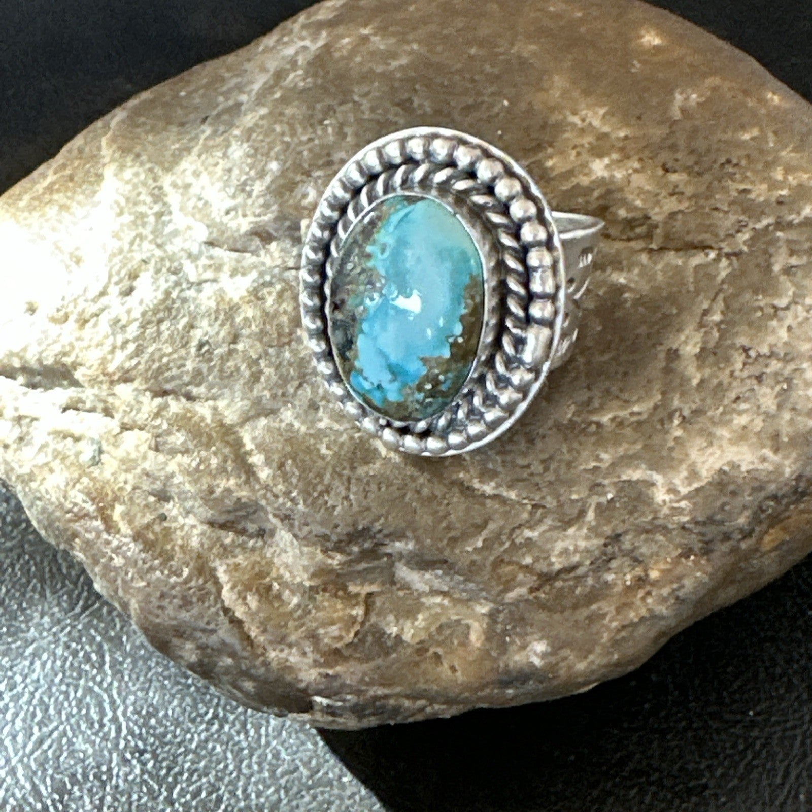 Navajo Sterling Silver Blue Royston Turquoise Ring Size 7 19631