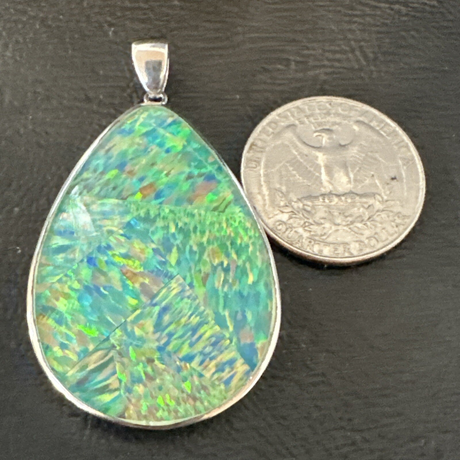 Mens Womens Multicolor Gilson Opal Navajo Sterling Silver Inlay Pendant 18610