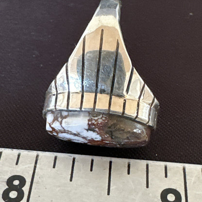 Mens Wild Horse Turquoise Southwestern Sterling Silver Ring Size 9 17792
