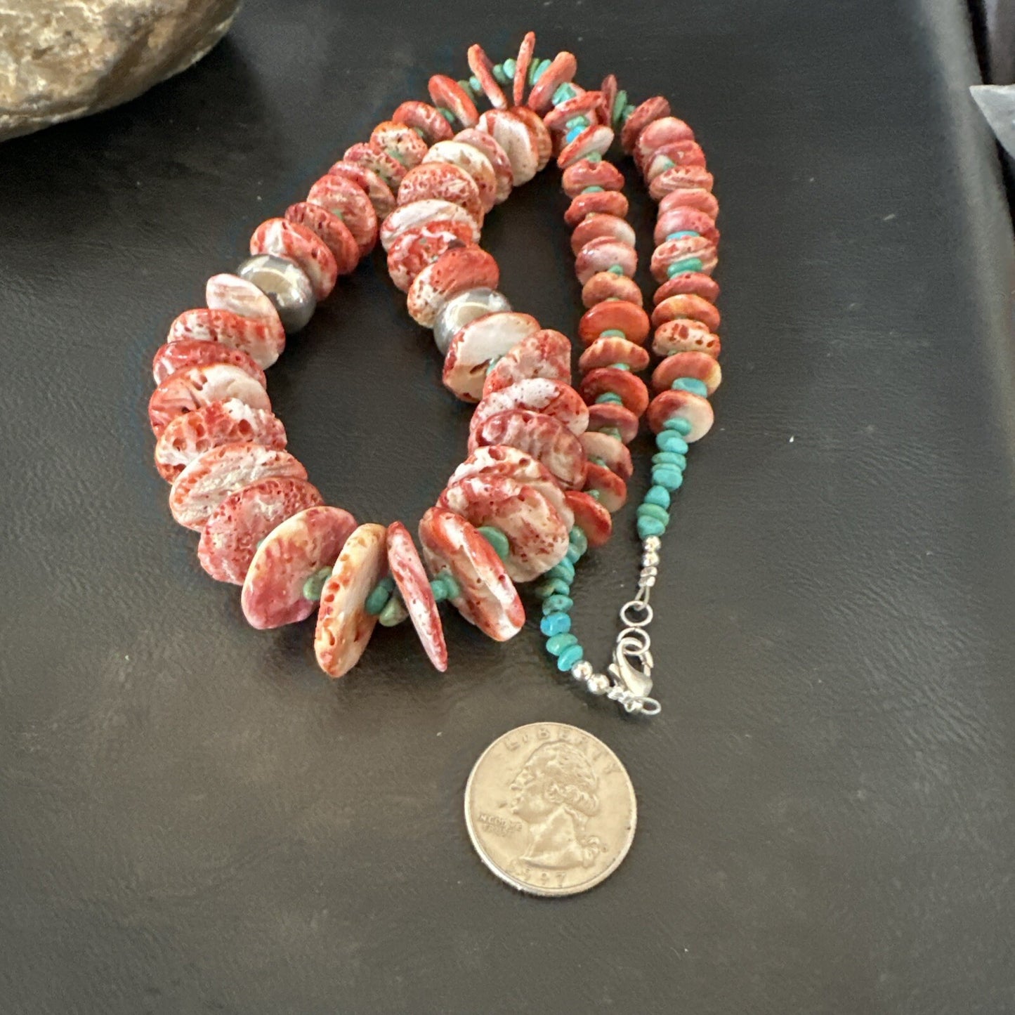 Navajo Purple Spiny Oyster Turquoise Sterling Silver Necklace 25” 18738