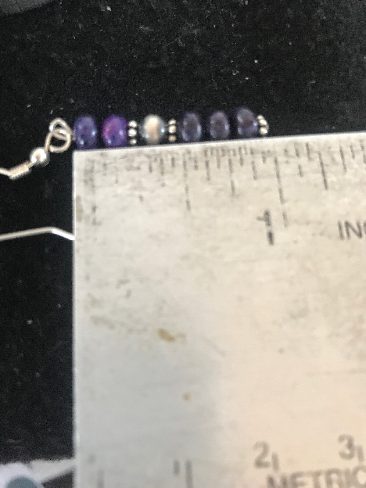 Navajo Purple Stone Sterling Silver Dangle Bead Earrings 1" 10059