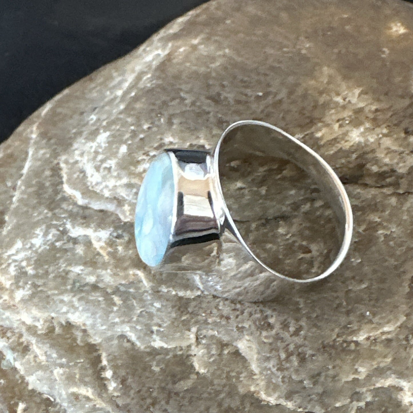 Womens Blue Larimar Navajo Sterling Silver Ring Size 8 17671