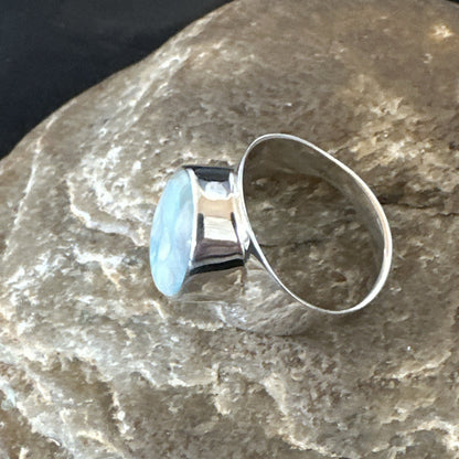 Womens Blue Larimar Navajo Sterling Silver Ring Size 8 17671