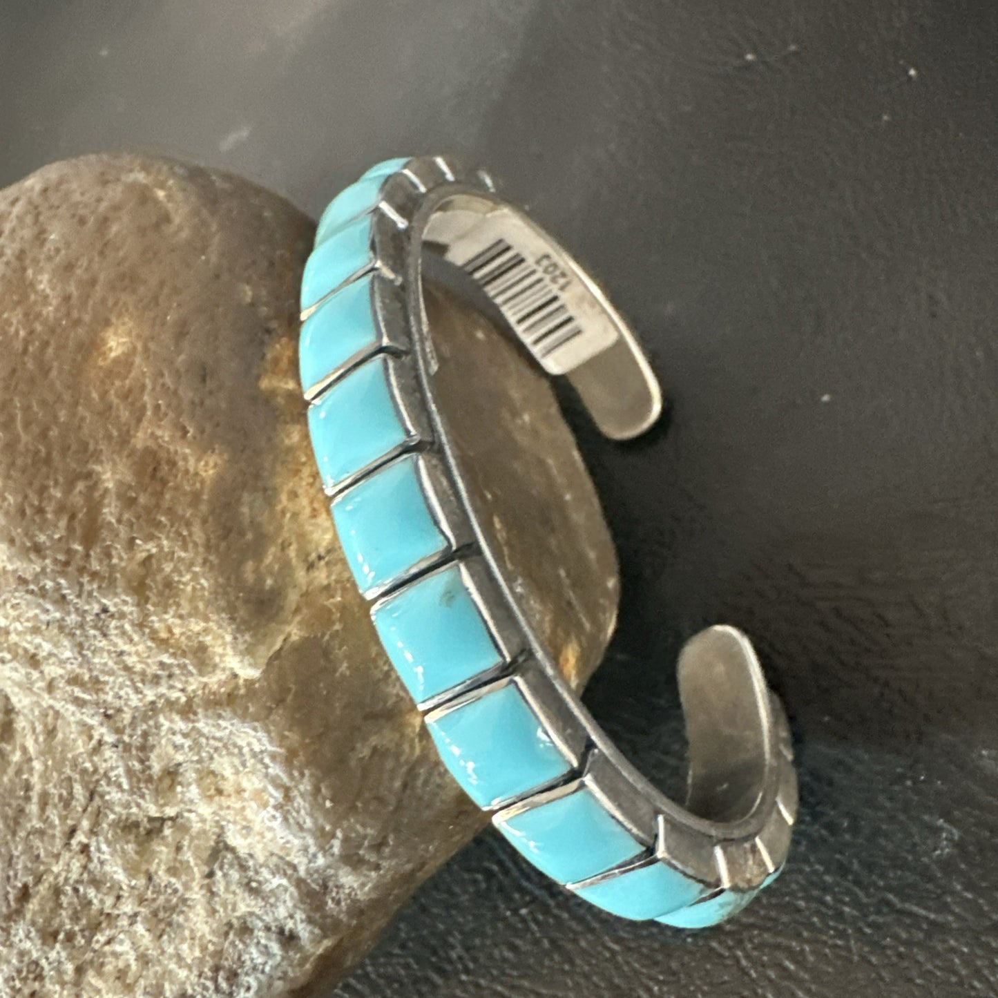 Blue Kingman SB Turquoise Navajo Sterling Silver Cuff Bracelet 6.5" 19069