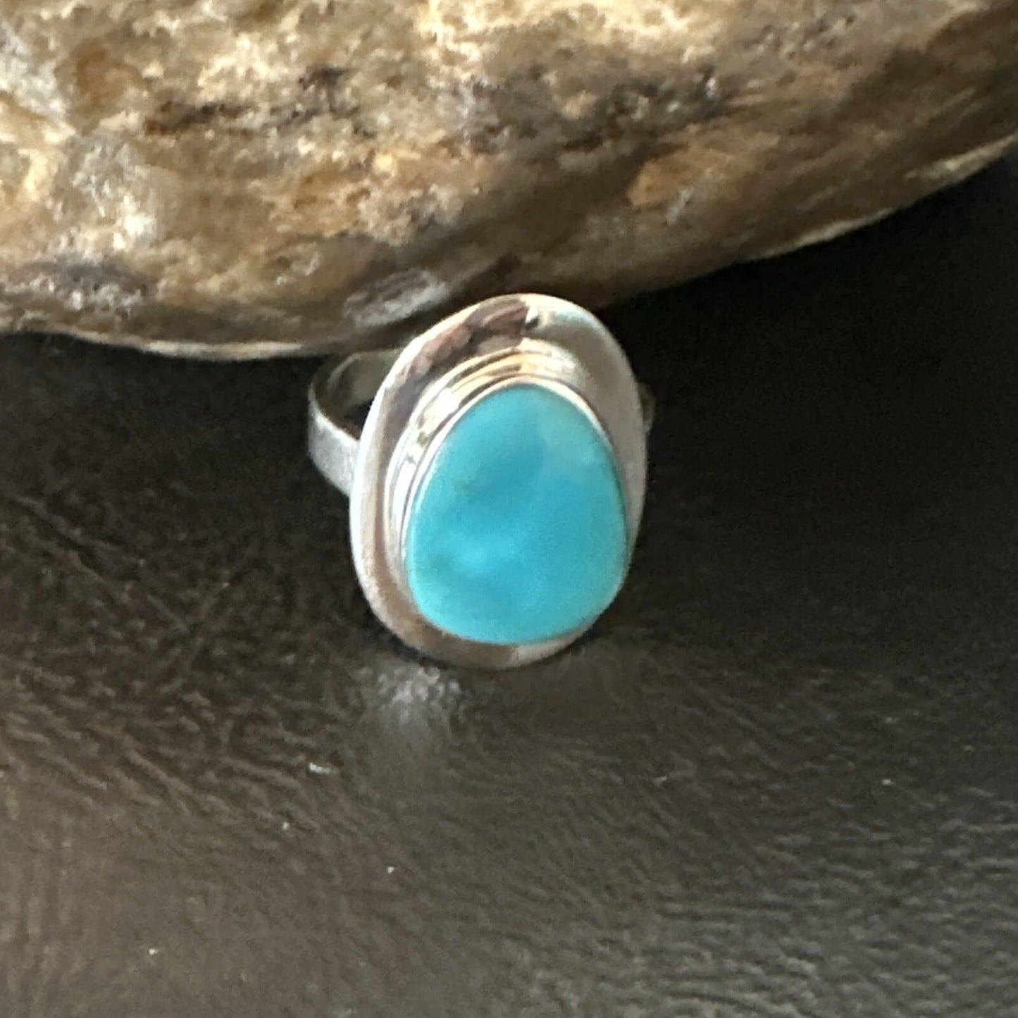 Southwestern Sterling Silver Blue Kingman Turquoise Ring Size 7 18508