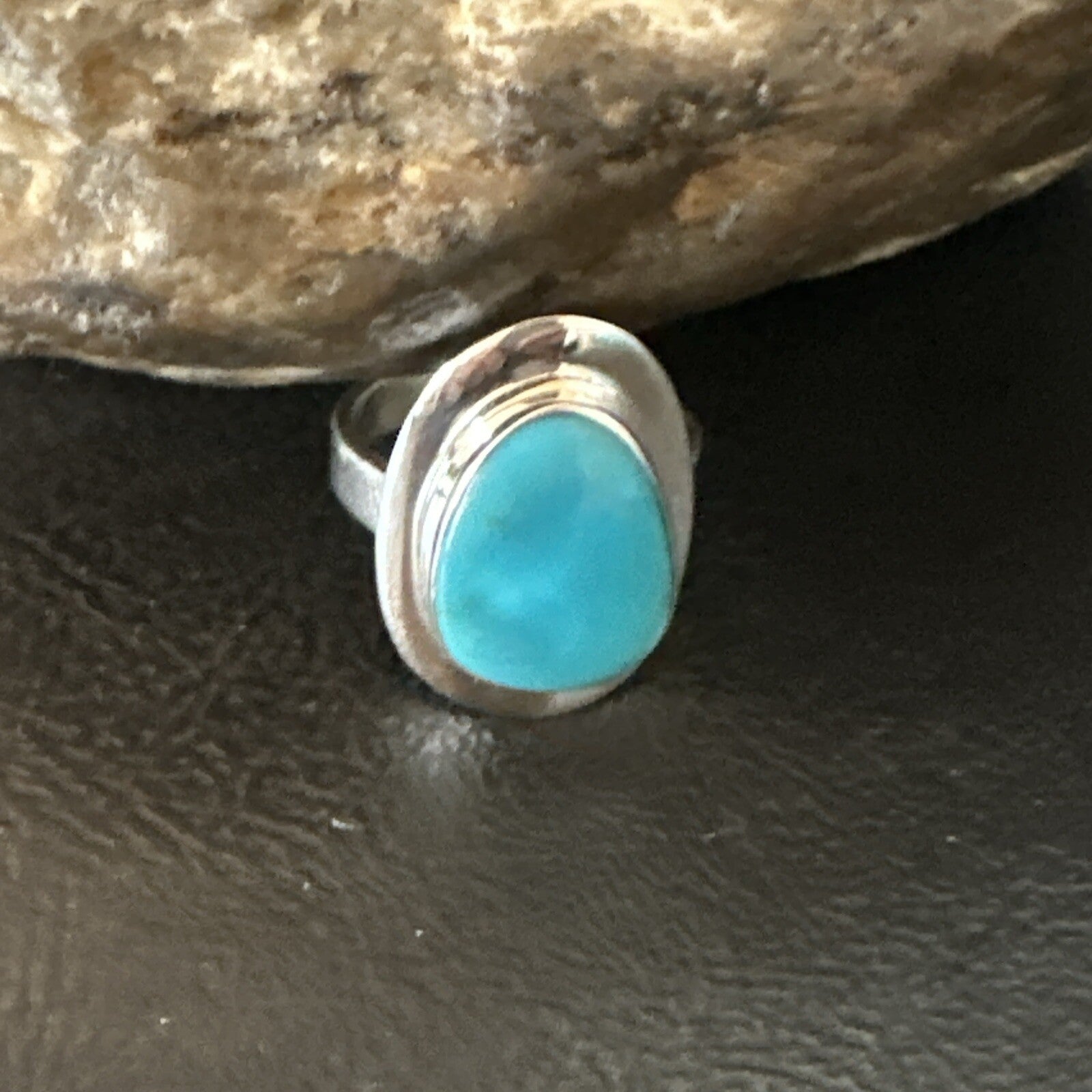 Southwestern Sterling Silver Blue Kingman Turquoise Ring Size 7 18508