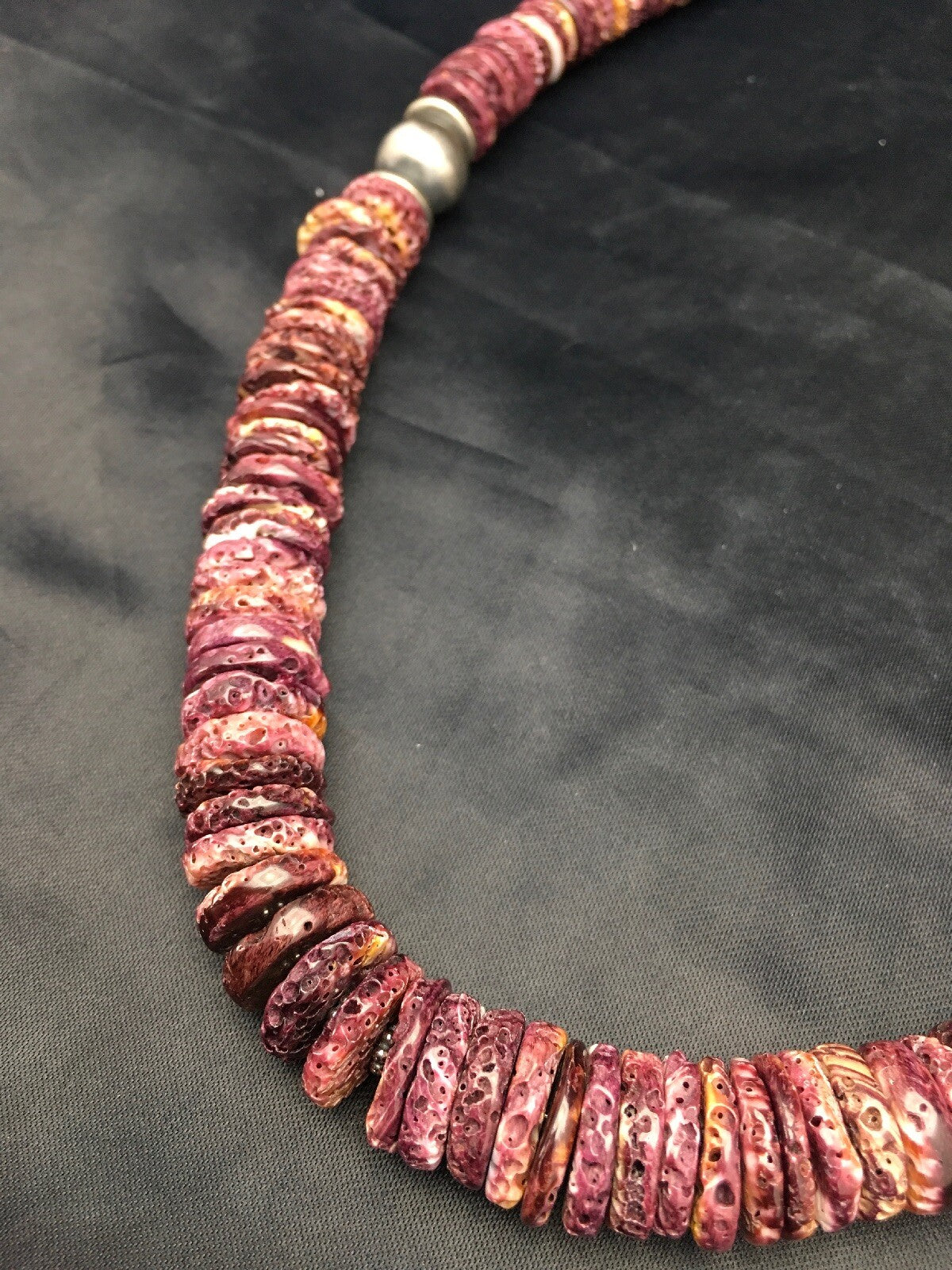 Purple Spiny Oyster Navajo Sterling Silver Necklace 23" 18358